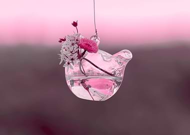 hanging bottle with flower