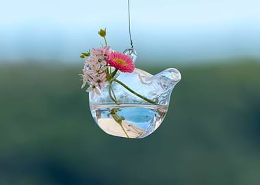 hanging bottle with flower