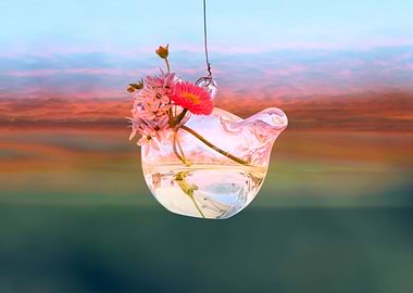 hanging bottle with flower