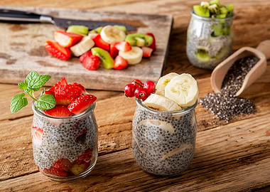 Chia pudding in glass jar