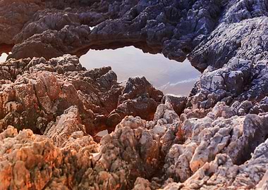 rocks and reefs on the bea