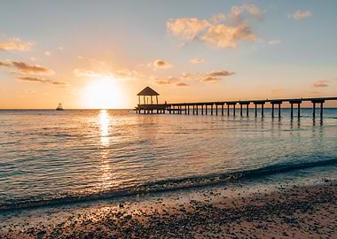 Orange Sunset Over Pontoon