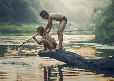 Spear fishing in Asia