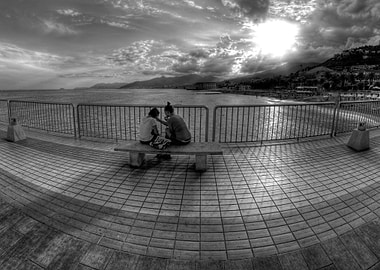 Black and white sunset