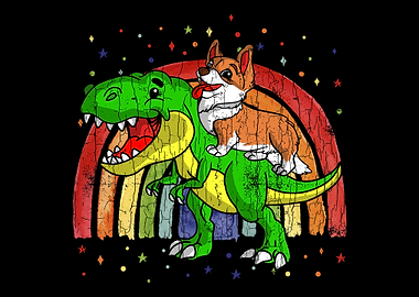Corgi Riding Dinosaur Appa