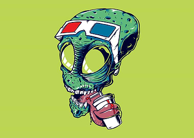 Alien head drinking