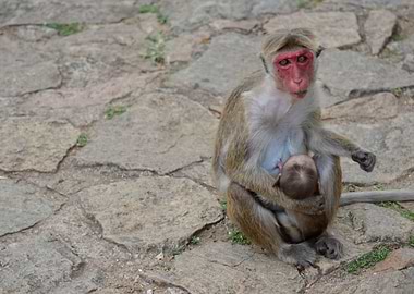 monkey with her baby