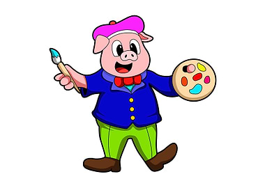 Pig Painter Brush Colours