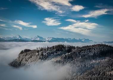 mountain cloud white blue