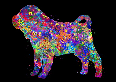 Shar Pei dog watercolor