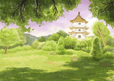 Vintage Temple Landscape