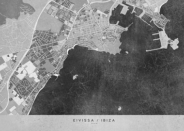 Gray map of Ibiza Spain