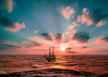 Ship on the sea