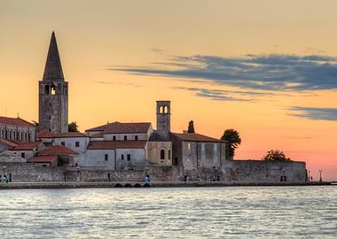 Porec skyline and sea at s