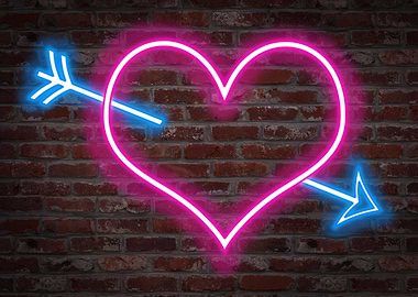 Hearth shape light neon on