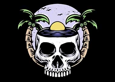 skull and beach