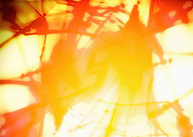 Ink blots black strokes on