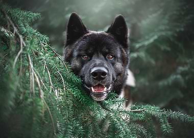 Akita in the woods