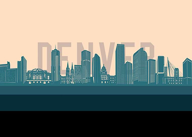 denver skyline retro