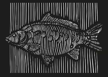 3D Lines Carp Fish Displat