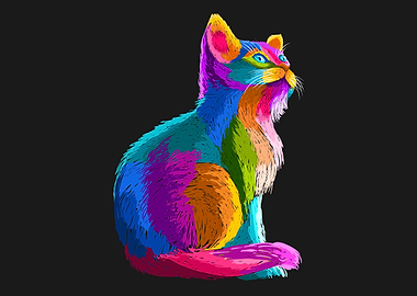 Colorful cat cute sitting