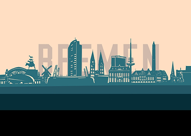 bremen skyline retro