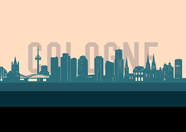 cologne skyline retro