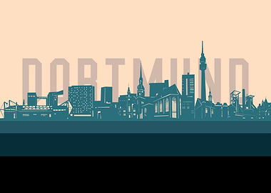 dortmund skyline retro