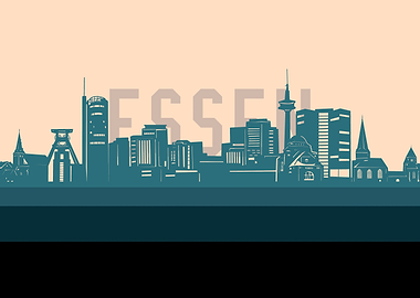 essen skyline retro