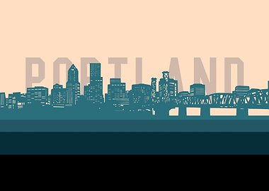 portland skyline retro