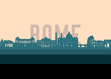 rome skyline retro