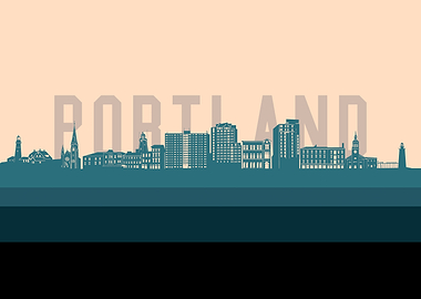 portland me skyline retro