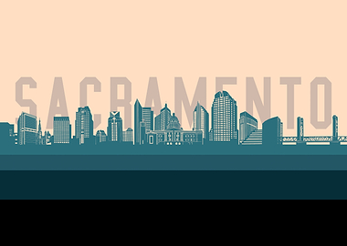 sacramento skyline retro