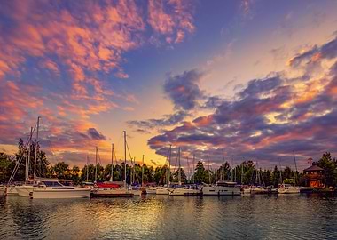 Holiday sunset,polish lake