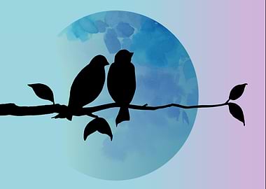 Birds and Moon