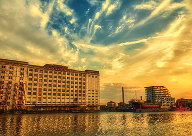 Dramatic Sunset over river