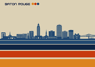 baton rouge skyline retro