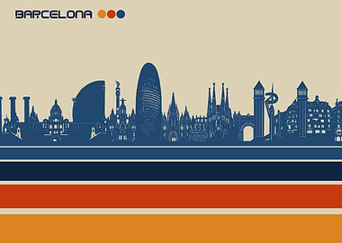 barcelona skyline retro 3