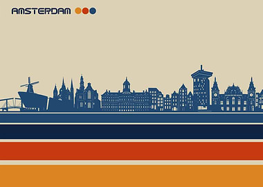 amsterdam skyline retro 3