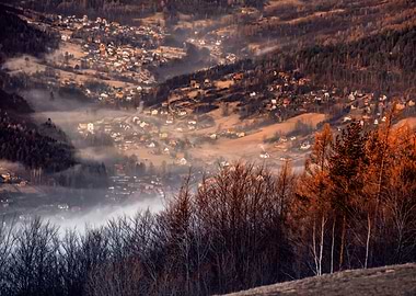 Autumn foggy landscape