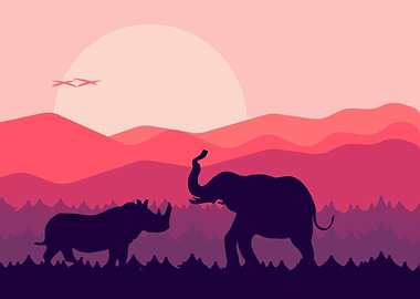 Safari Elephant and Rhino
