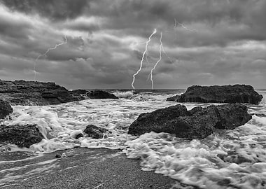 Black and white storm sky