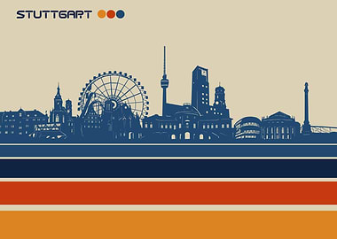 stuttgart skyline retro 3