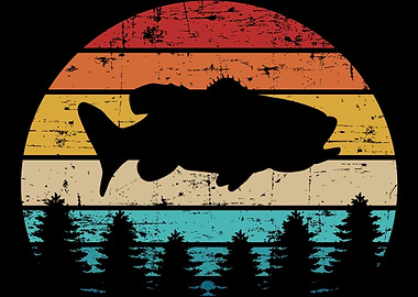 Fishing Bass fish vintage