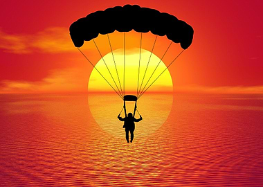 Sunset parachuting