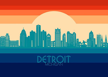 detroit skyline retro 4