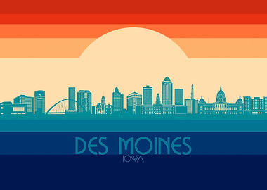 des moines skyline retro 4