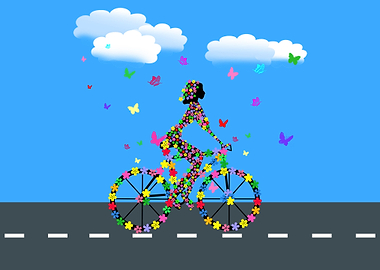 Woman drive on Bicycle