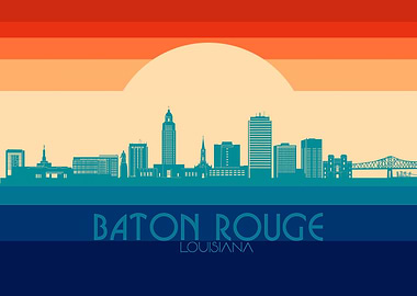 baton rouge skyline retro