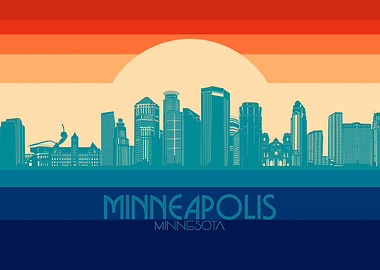 minneapolis skyline retro